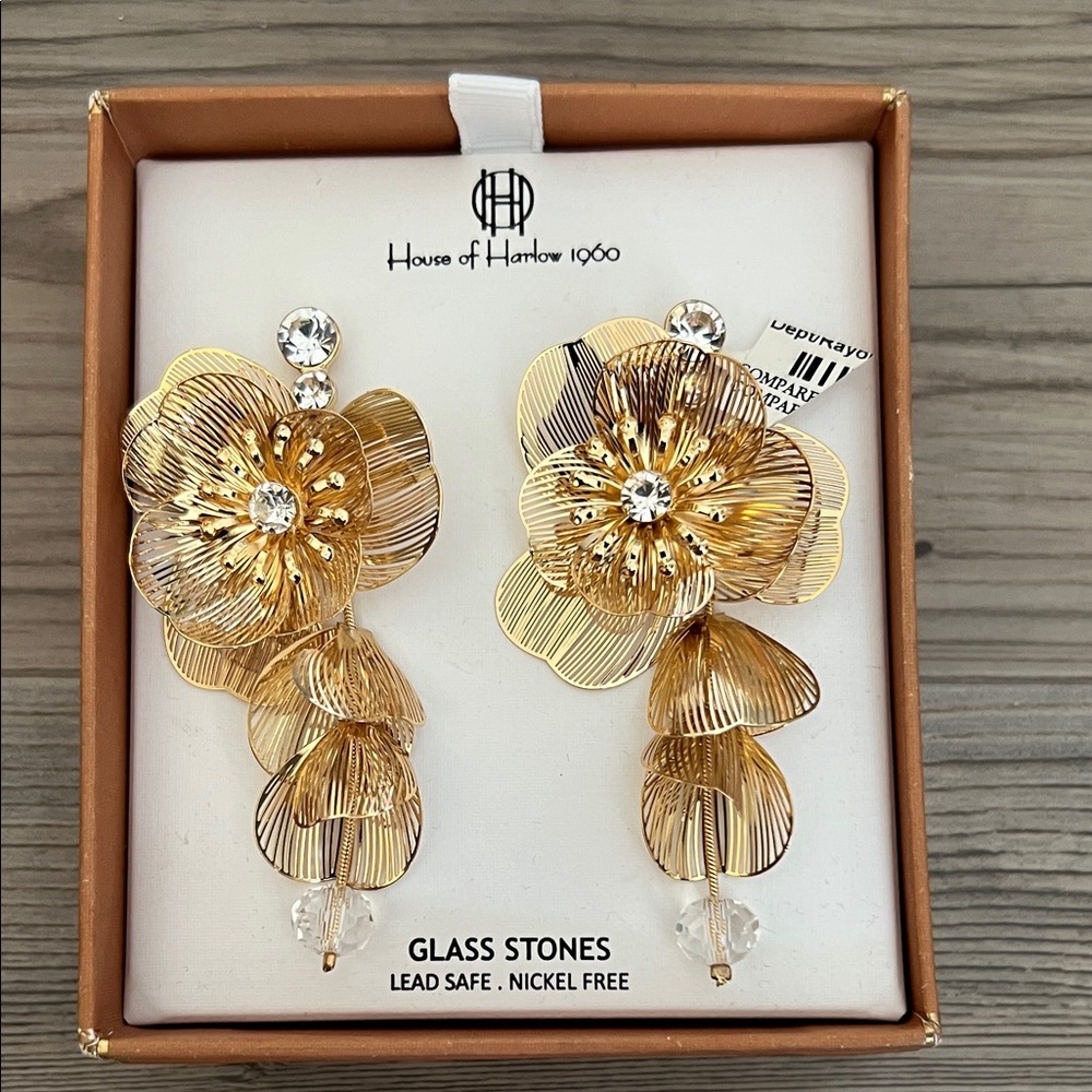 HOUSE OF HARLOW 1960 Floral drop earrings